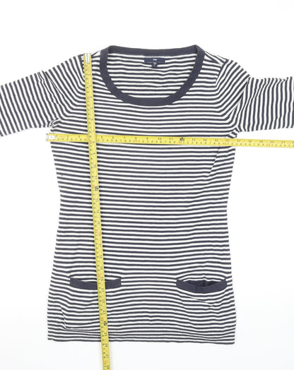 Gap Womens Navy Striped Long Sleeve Jersey Top Size S Cotton Blend