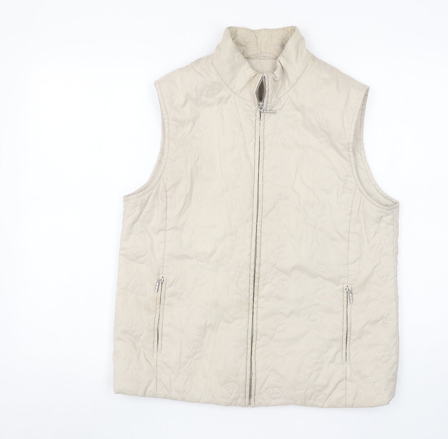 Dash Women Beige Quilted Sleeveless Waistcoat Size 14