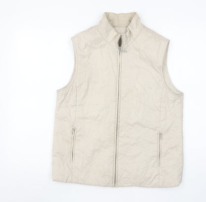 Dash Women Beige Quilted Sleeveless Waistcoat Size 14