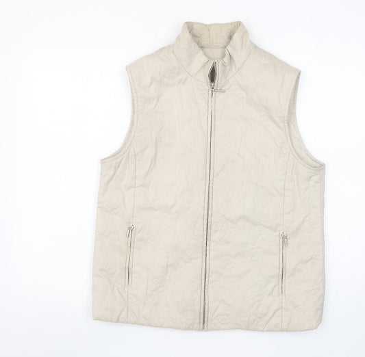 Dash Women Beige Quilted Sleeveless Waistcoat Size 14