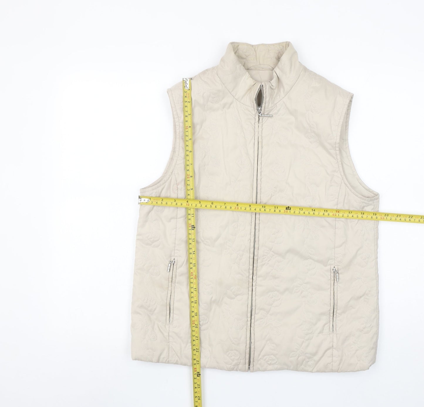 Dash Women Beige Quilted Sleeveless Waistcoat Size 14