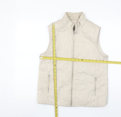 Dash Women Beige Quilted Sleeveless Waistcoat Size 14