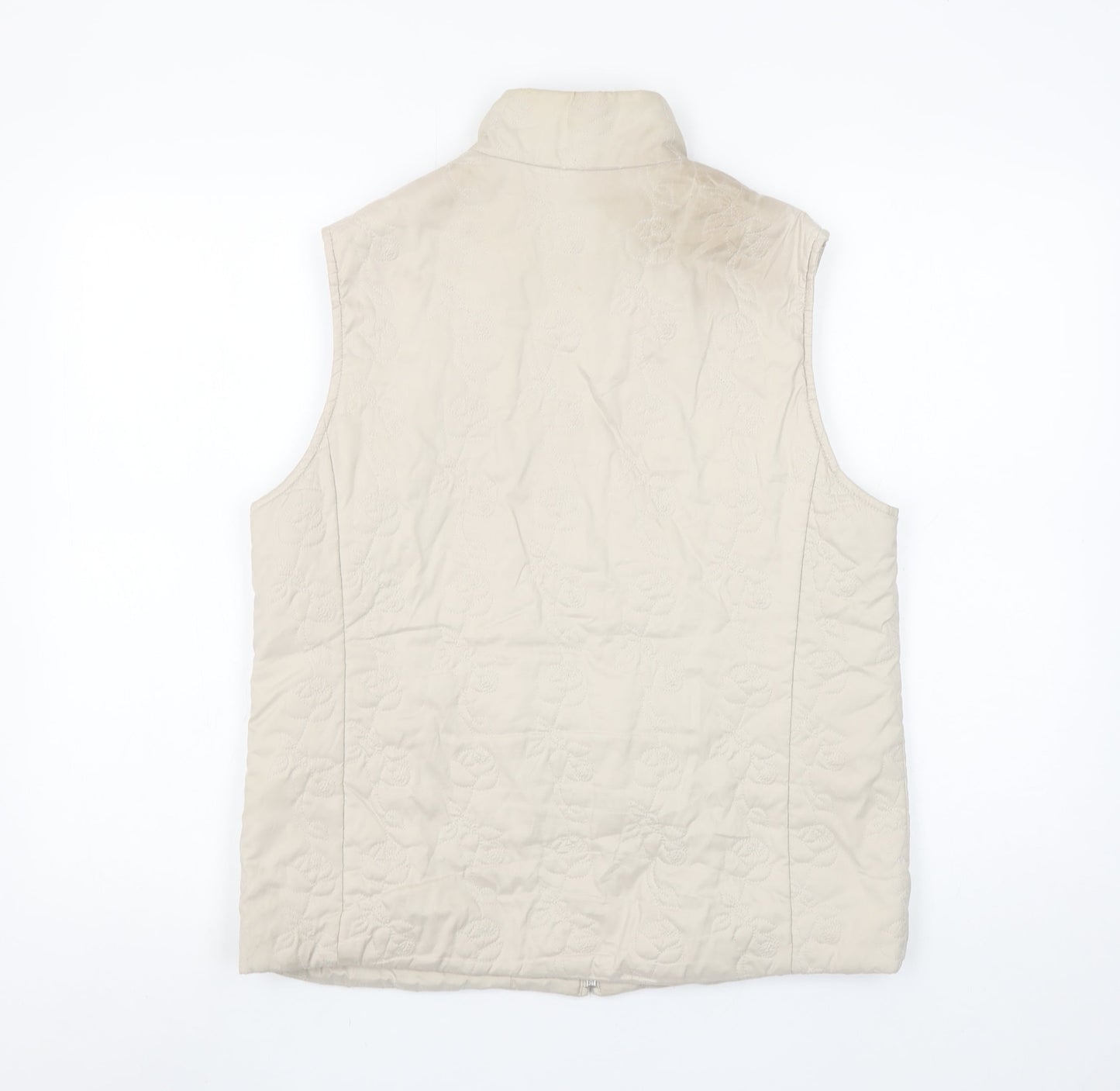 Dash Women Beige Quilted Sleeveless Waistcoat Size 14