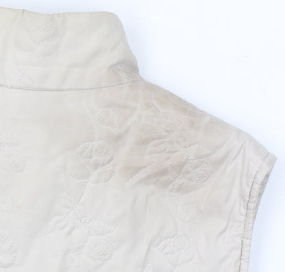 Dash Women Beige Quilted Sleeveless Waistcoat Size 14