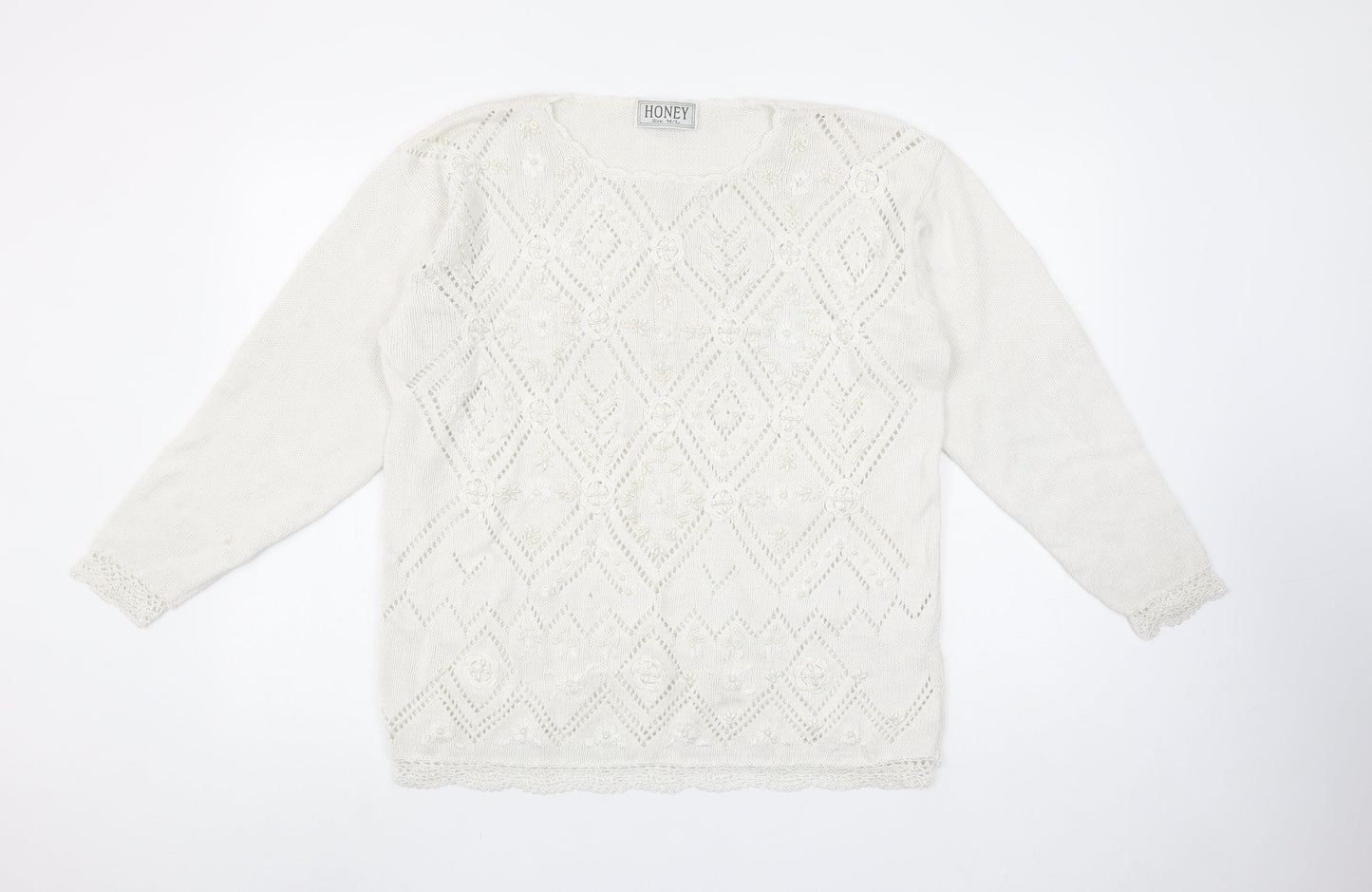 Womens UK Size M HONEY Ivory Pullover Jumper