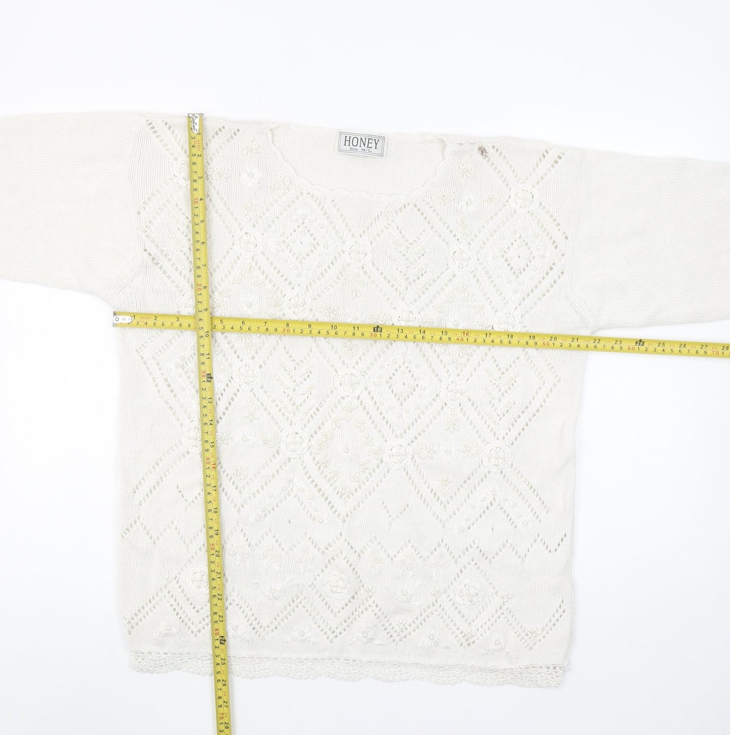 Womens UK Size M HONEY Ivory Pullover Jumper
