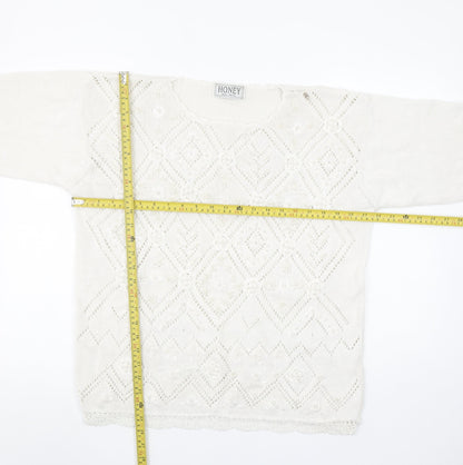 Womens UK Size M HONEY Ivory Pullover Jumper
