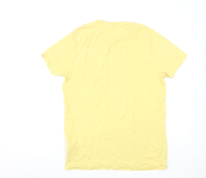 Ralph Lauren Men Yellow Cotton Crew Neck Short Sleeve T-Shirt M