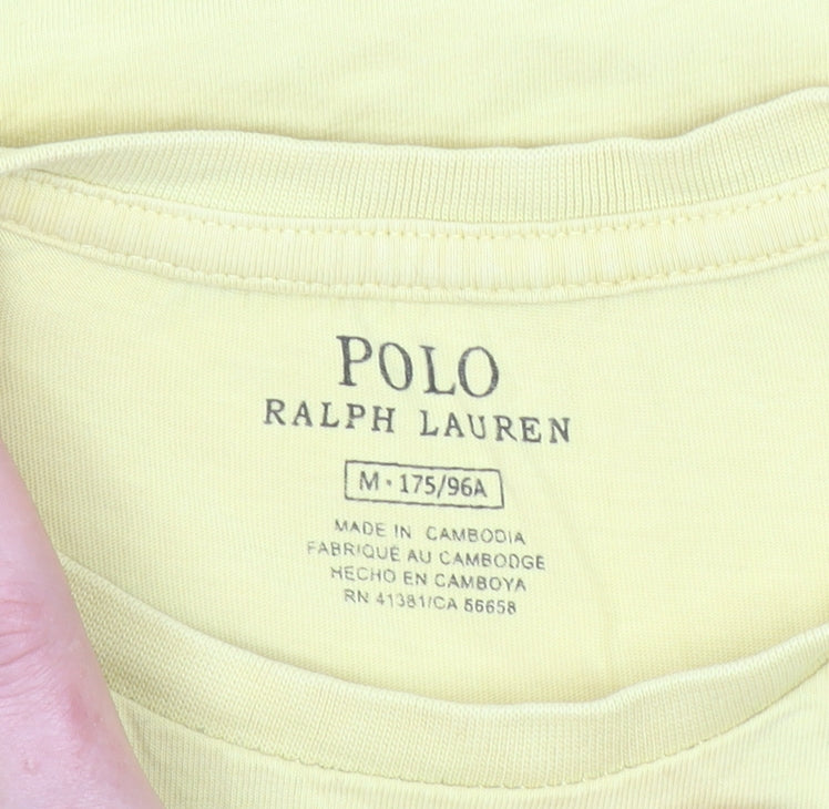 Ralph Lauren Men Yellow Cotton Crew Neck Short Sleeve T-Shirt M