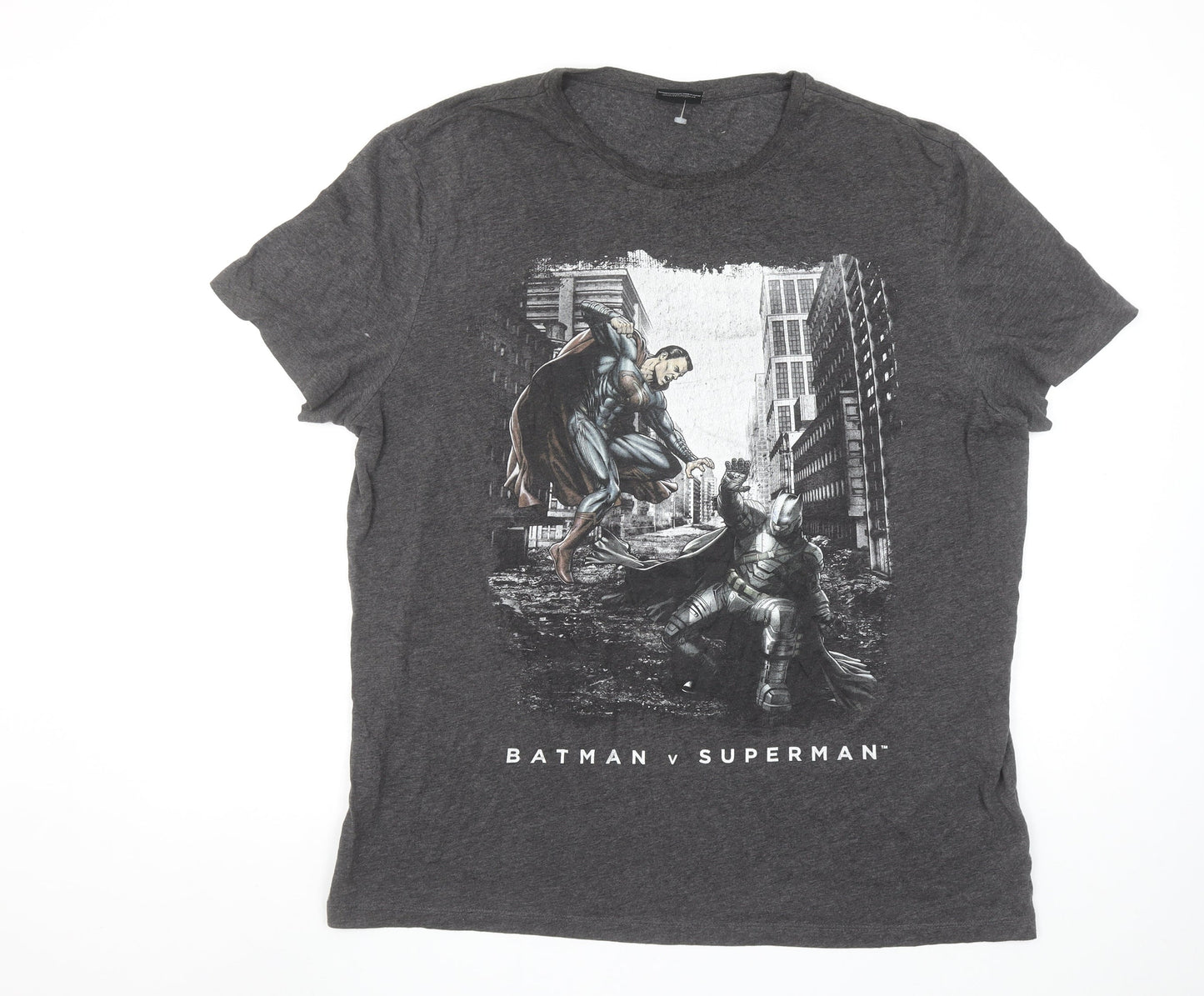 Men's Grey Batman v Superman Graphic T-Shirt XL