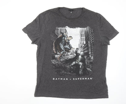 Men's Grey Batman v Superman Graphic T-Shirt XL
