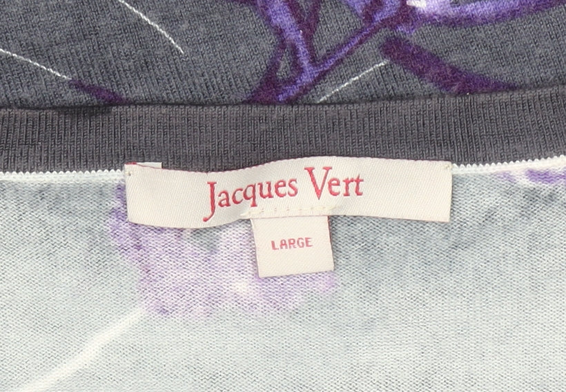 Jacques Vert Women's Purple Floral 3/4 Sleeve Top Size L