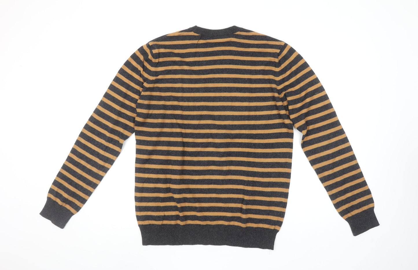 John Lewis Men's Brown Striped Cotton Cashmere Jumper Size S