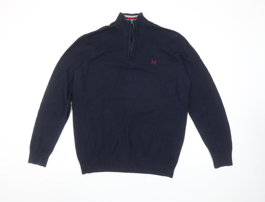 Crew Clothing Company Men's Blue L 1/4 Zip Cotton Jumper