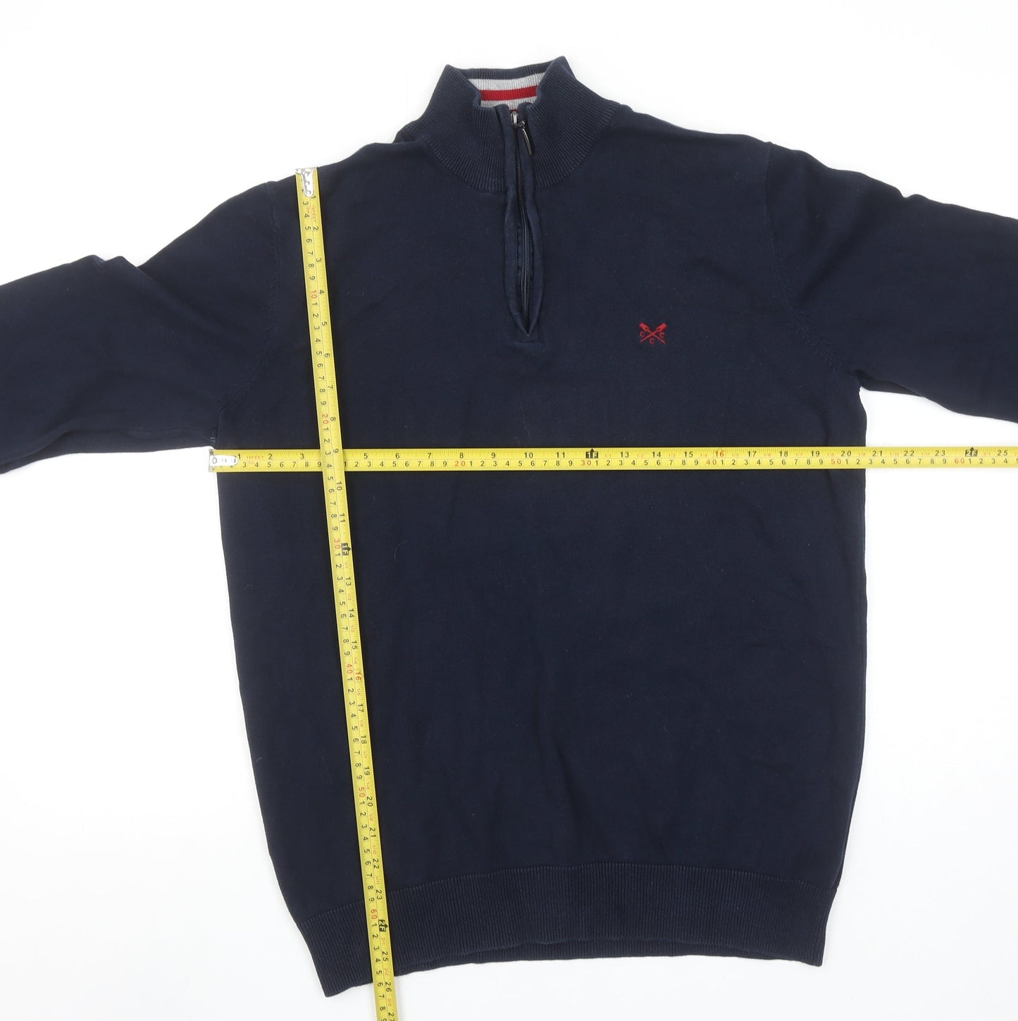 Crew Clothing Company Men's Blue L 1/4 Zip Cotton Jumper