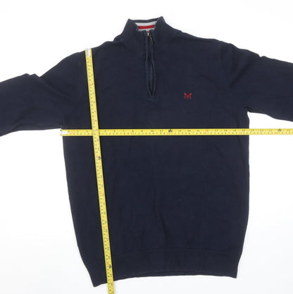 Crew Clothing Company Men's Blue L 1/4 Zip Cotton Jumper