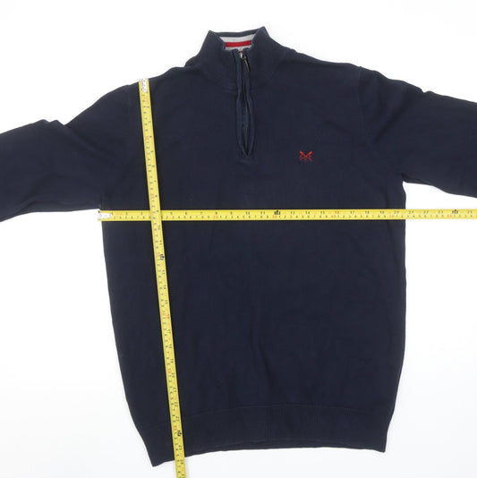 Crew Clothing Company Men's Blue L 1/4 Zip Cotton Jumper