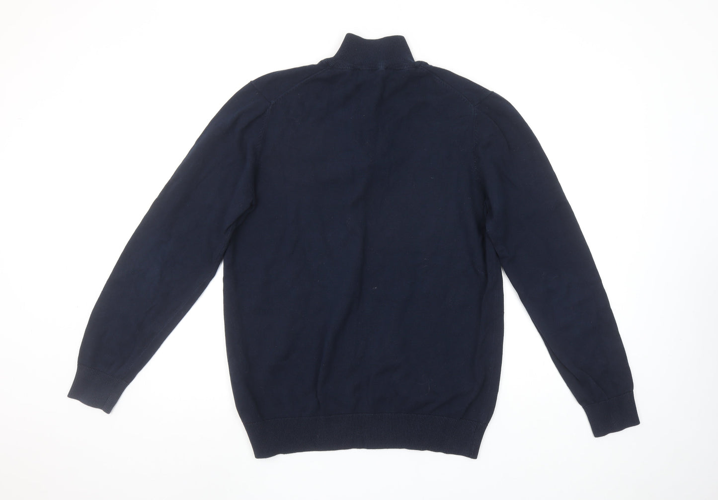 Crew Clothing Company Men's Blue L 1/4 Zip Cotton Jumper