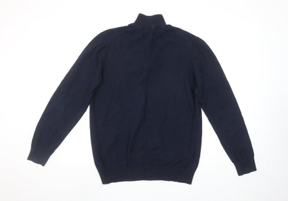 Crew Clothing Company Men's Blue L 1/4 Zip Cotton Jumper