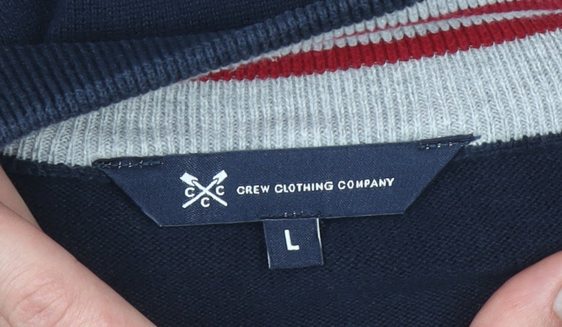 Crew Clothing Company Men's Blue L 1/4 Zip Cotton Jumper