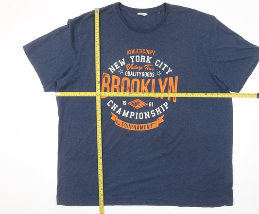 Next Men's Blue 4XL Brooklyn Graphic Print Crew Neck T-Shirt