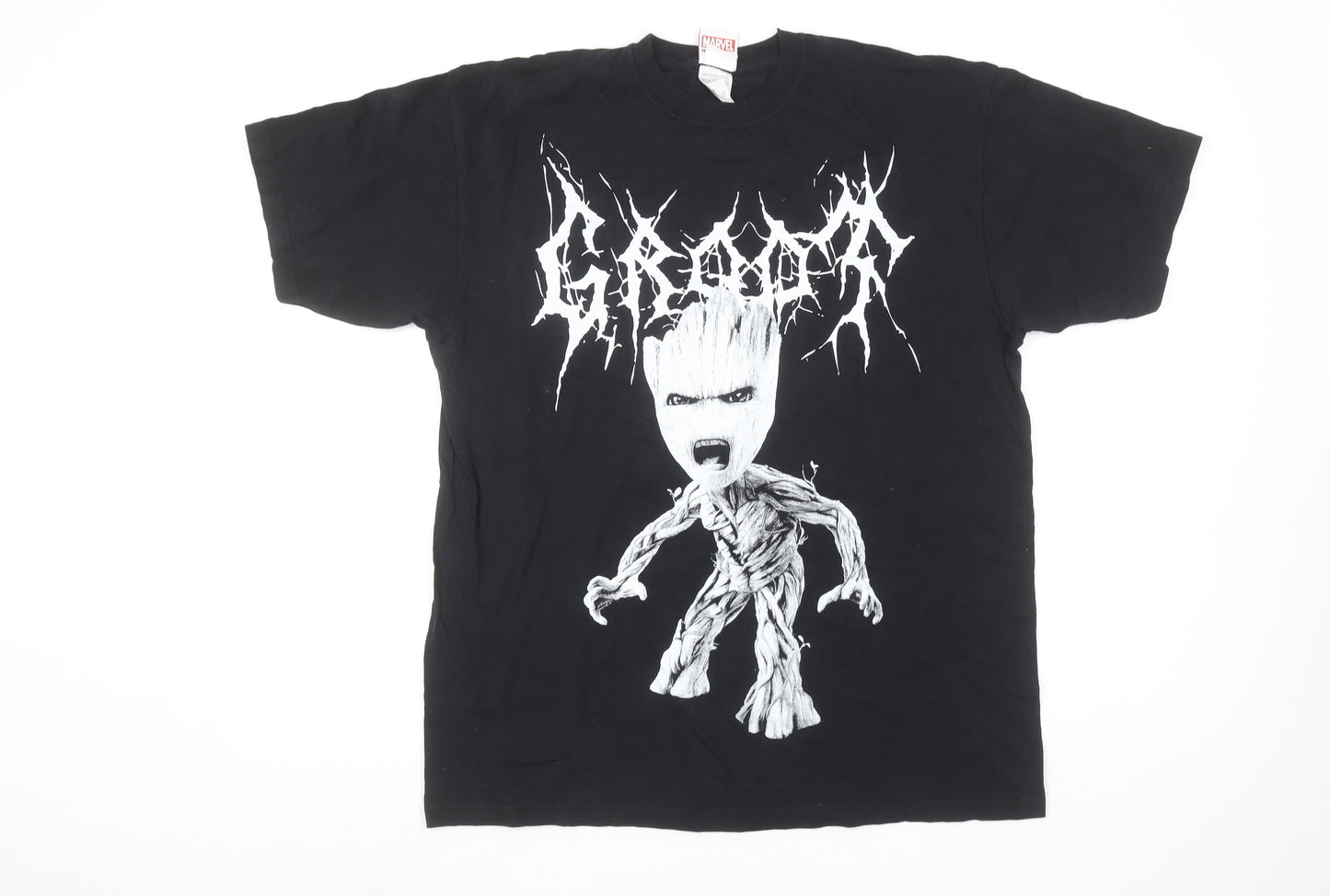 Marvel Men’s Black Groot Graphic Print Cotton T-Shirt Size L