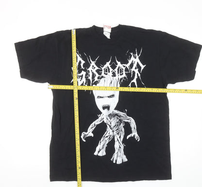 Marvel Men’s Black Groot Graphic Print Cotton T-Shirt Size L