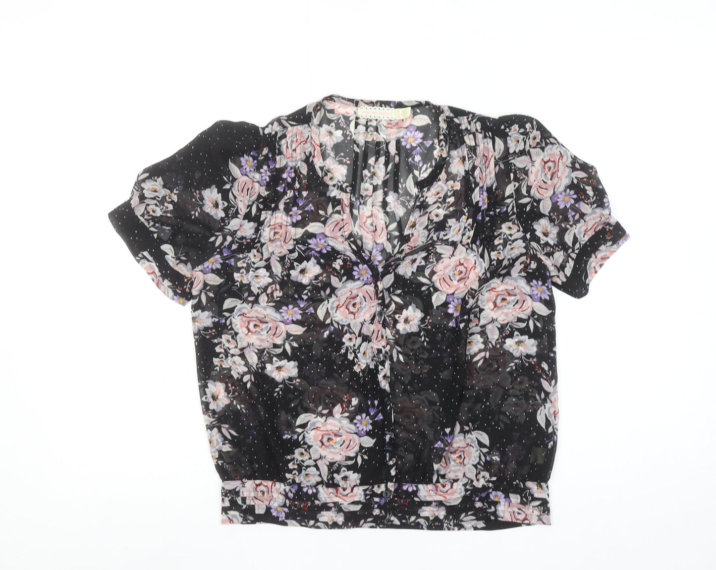 Womens UK Size XS Pins and Needles Black Tunic Blouse