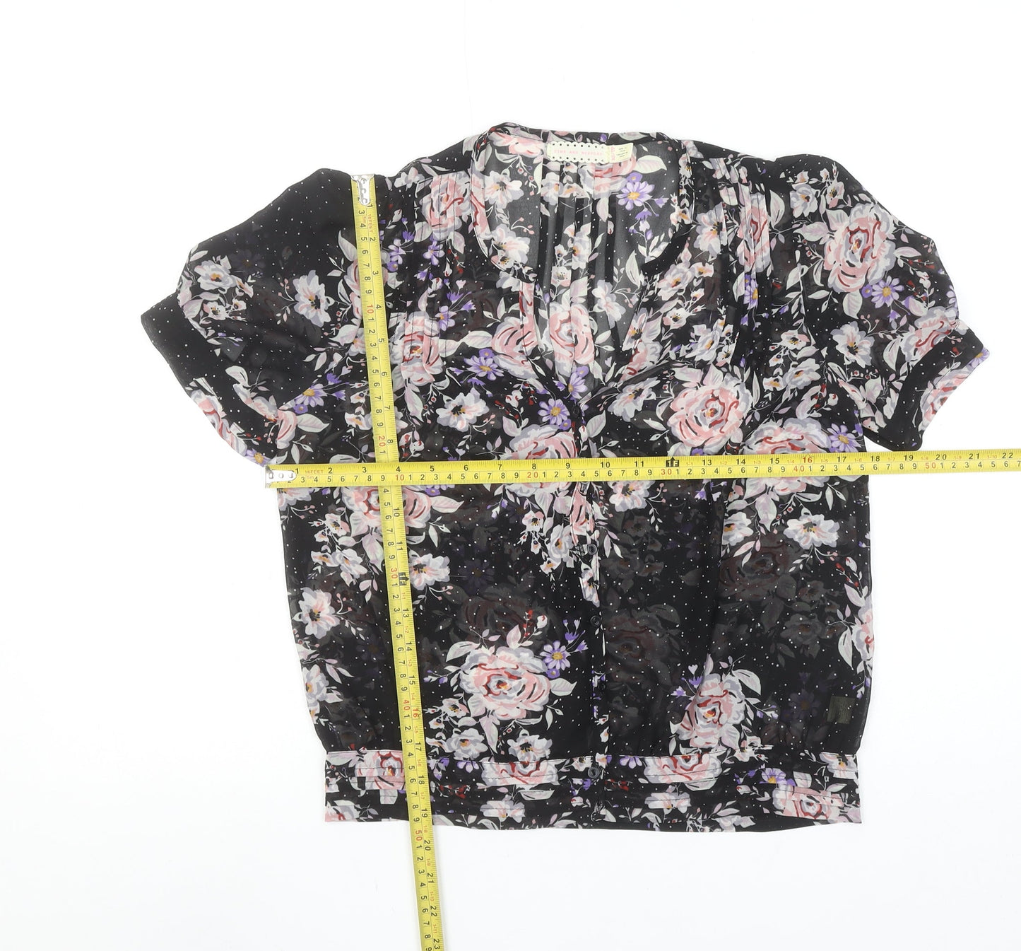 Womens UK Size XS Pins and Needles Black Tunic Blouse