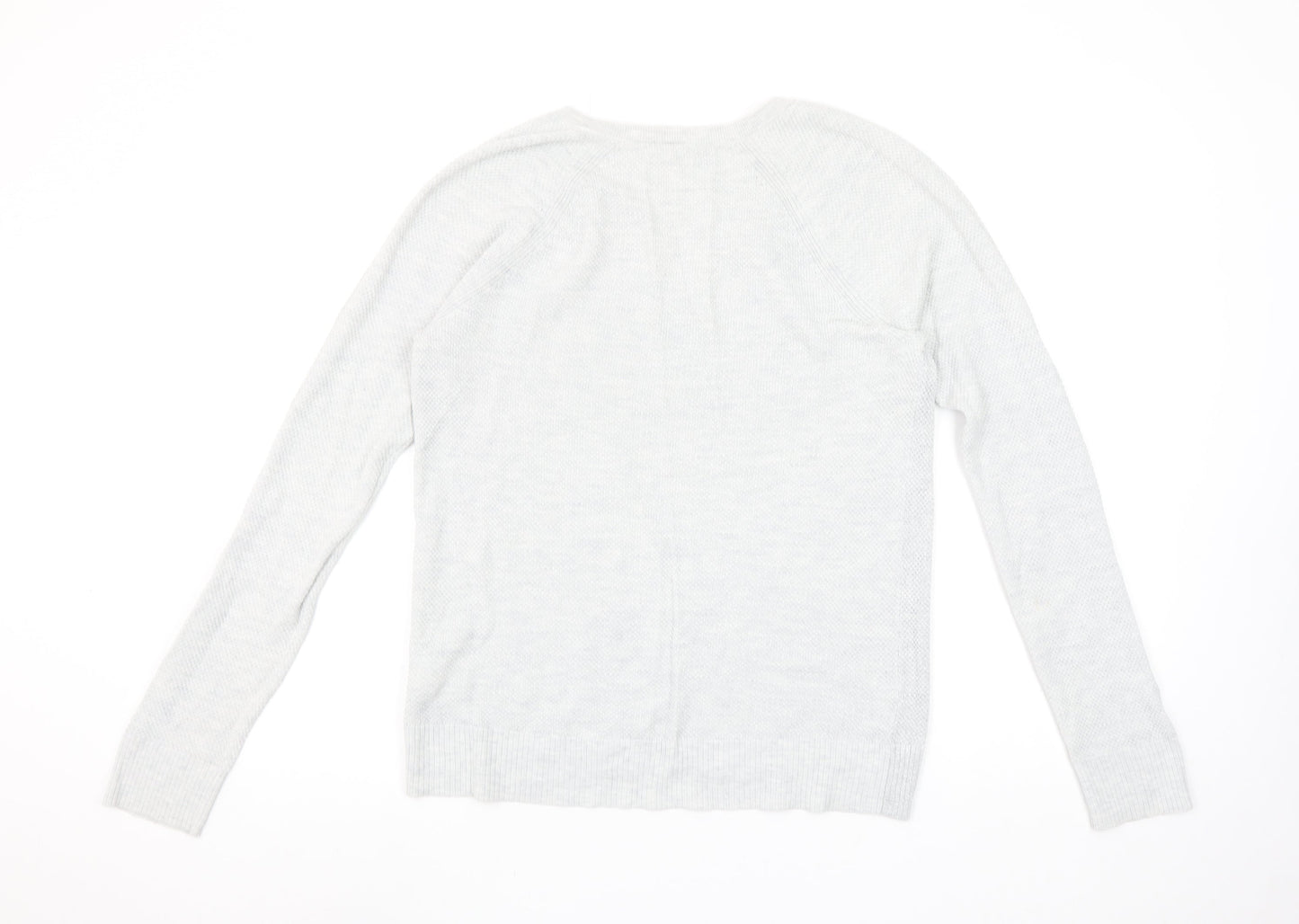 GAP Women's Grey V-Neck Knit Jumper Medium Long Sleeve