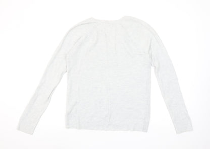 GAP Women's Grey V-Neck Knit Jumper Medium Long Sleeve