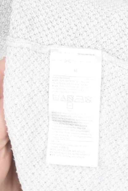 GAP Women's Grey V-Neck Knit Jumper Medium Long Sleeve