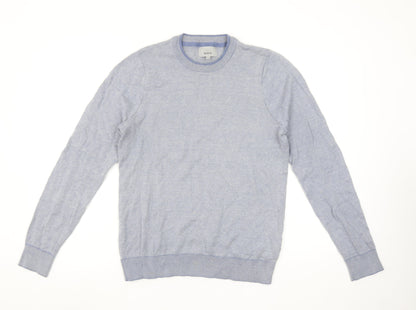 Marks and Spencer Men's Blue Cotton Crew Neck Pullover Jumper S Tailored Fit