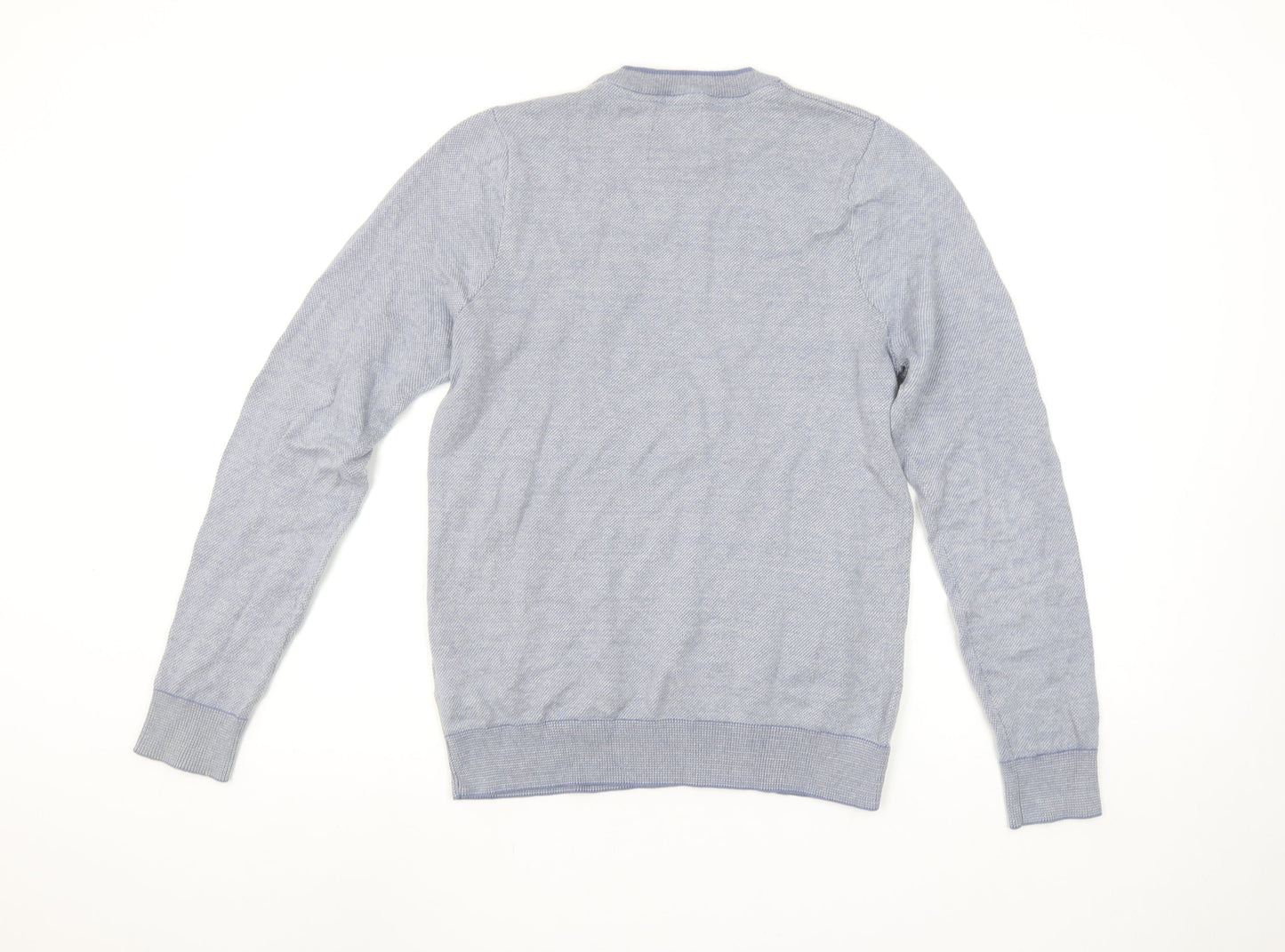 Marks and Spencer Men's Blue Cotton Crew Neck Pullover Jumper S Tailored Fit