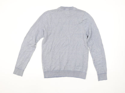 Marks and Spencer Men's Blue Cotton Crew Neck Pullover Jumper S Tailored Fit