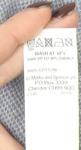 Marks and Spencer Men's Blue Cotton Crew Neck Pullover Jumper S Tailored Fit