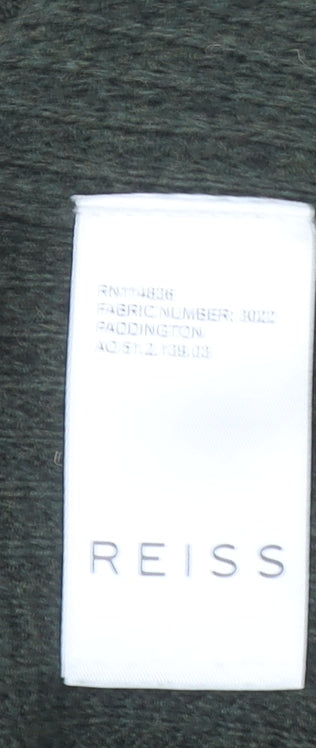 Reiss Men's Green Cotton Wool Crew Neck Waffle Knit Jumper Size L