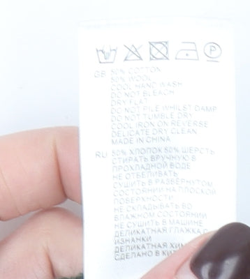 Reiss Men's Green Cotton Wool Crew Neck Waffle Knit Jumper Size L