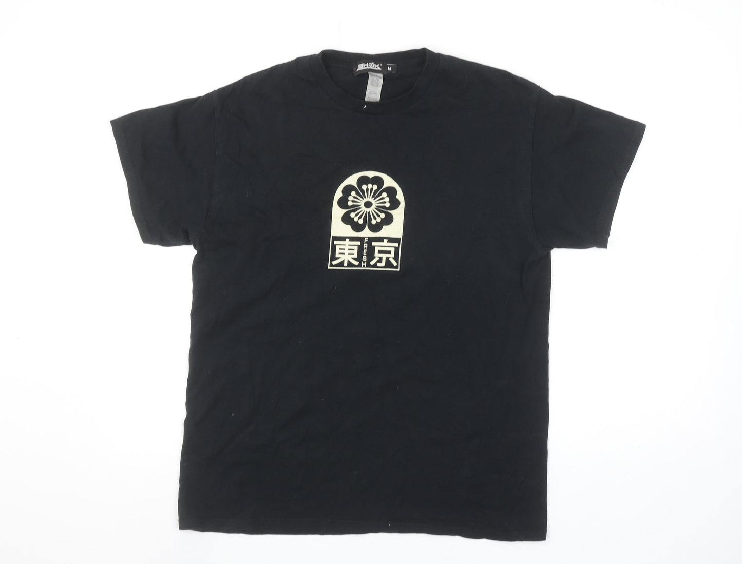 Shok Men's Black Tokyo Graphic Print Cotton T-Shirt Size M