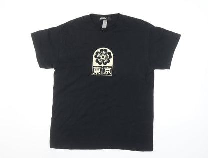 Shok Men's Black Tokyo Graphic Print Cotton T-Shirt Size M