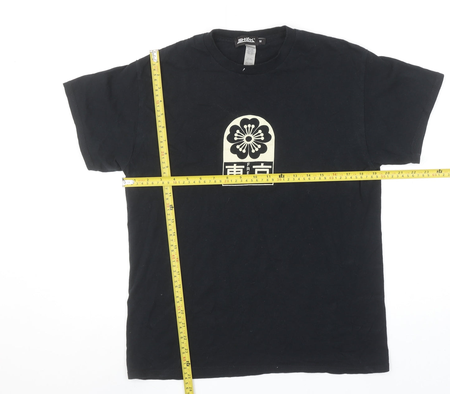 Shok Men's Black Tokyo Graphic Print Cotton T-Shirt Size M