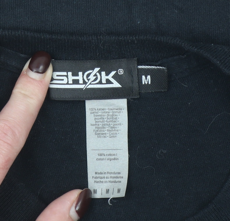 Shok Men's Black Tokyo Graphic Print Cotton T-Shirt Size M