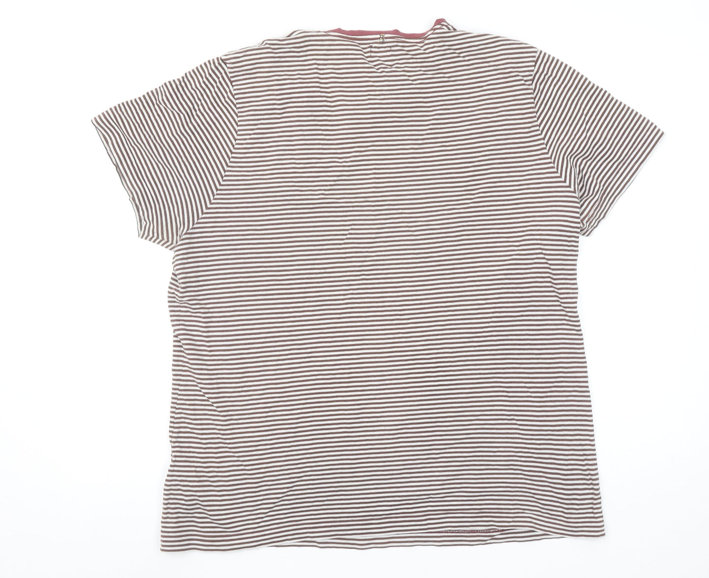 Pretty Green Women’s Brown Striped Cotton Short Sleeve T-Shirt Size L