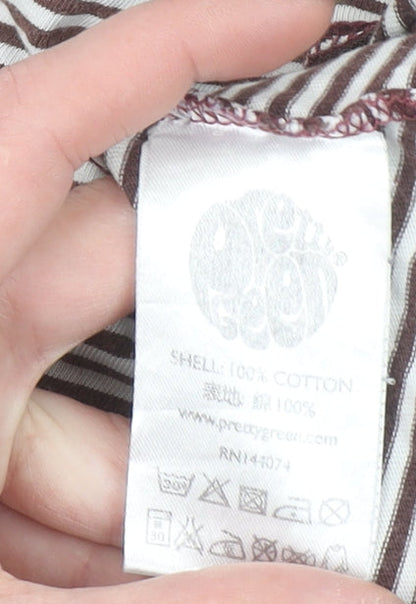 Pretty Green Women’s Brown Striped Cotton Short Sleeve T-Shirt Size L