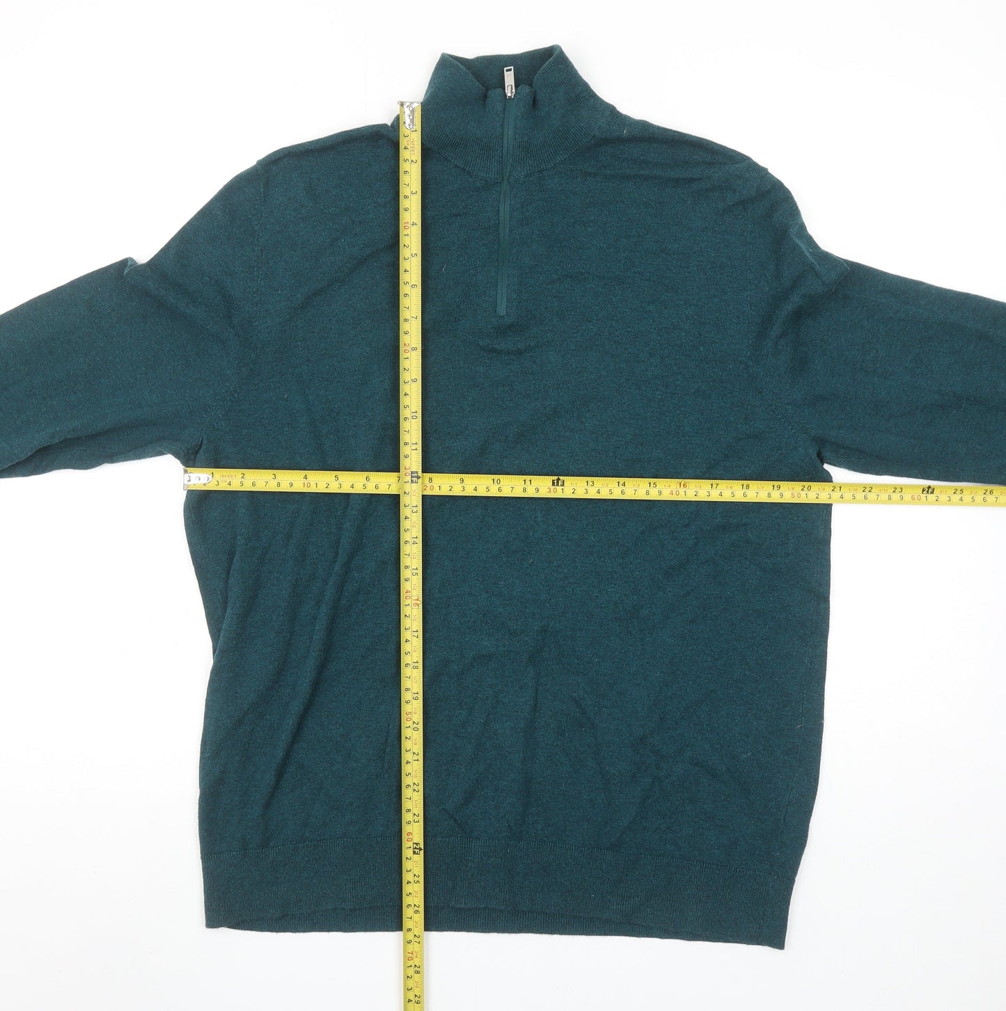 Burton Menswear London Men's Green L 1/2 Zip Knit Jumper