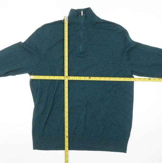 Burton Menswear London Men's Green L 1/2 Zip Knit Jumper