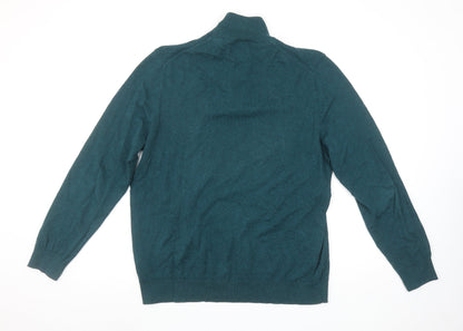 Burton Menswear London Men's Green L 1/2 Zip Knit Jumper