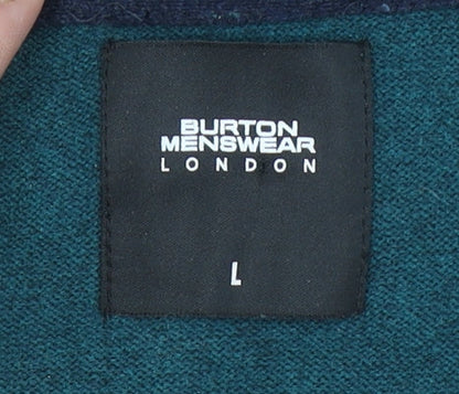 Burton Menswear London Men's Green L 1/2 Zip Knit Jumper