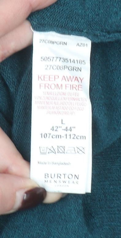 Burton Menswear London Men's Green L 1/2 Zip Knit Jumper