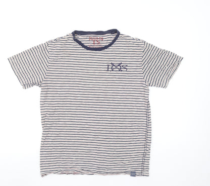 Joules Men's Blue Striped Nautical Crew Neck Cotton T-Shirt Size L